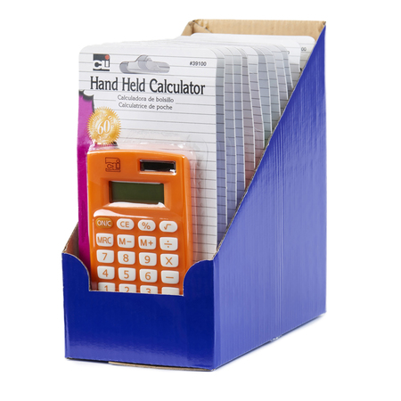 CHARLES LEONARD Calculator, Hand Held, 8 Digit, Assorted Colors, PK12 39100ST